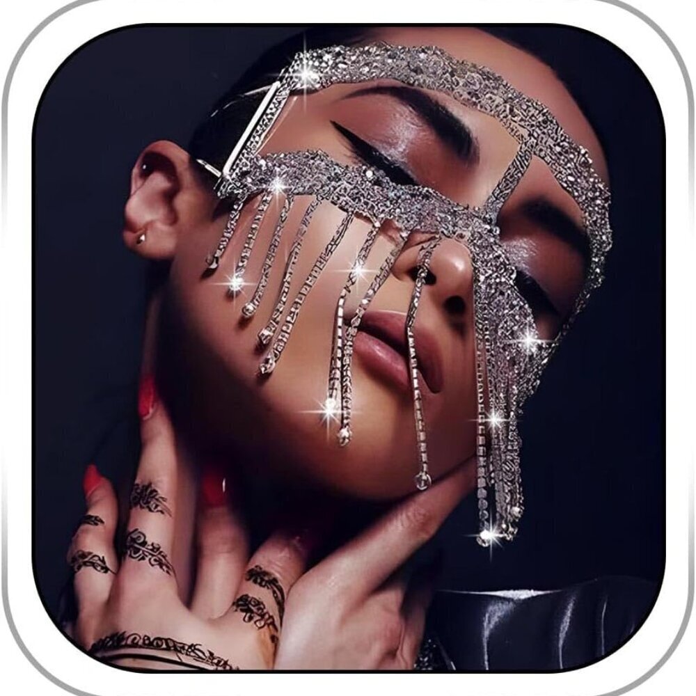 Vintage Head Chain Rhinestone Wedding Headpieces Face Cover Mask Hair Jewelry Gy
